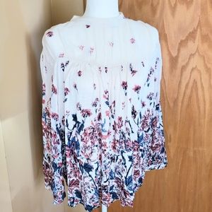 Lucky Brand Floral Lace Peasant Blouse Sz. XL